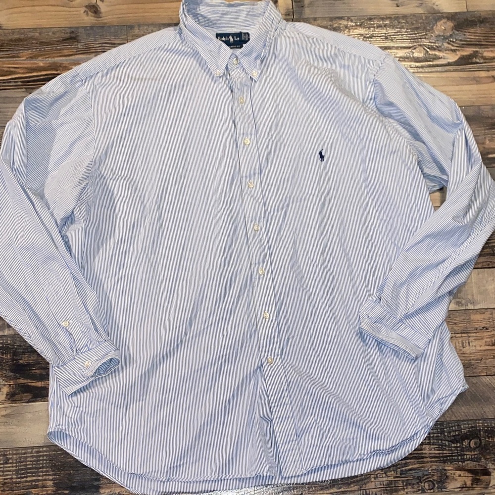 Ralph Lauren Men's Sky Blue Striped Button Down Shirt